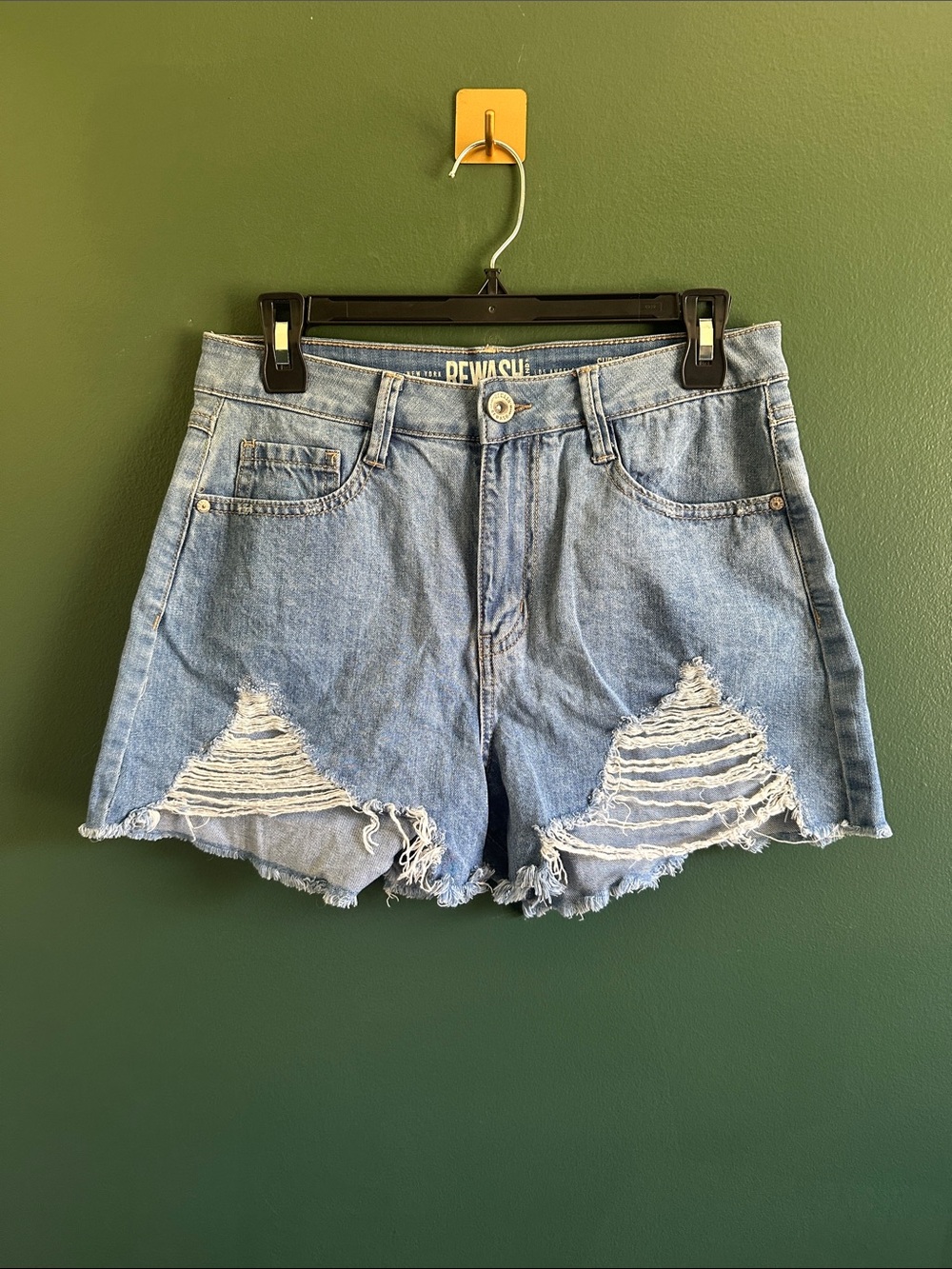 Rewash Blue Distressed Super High-Rise Vintage Reunion Denim Shorts Size 5